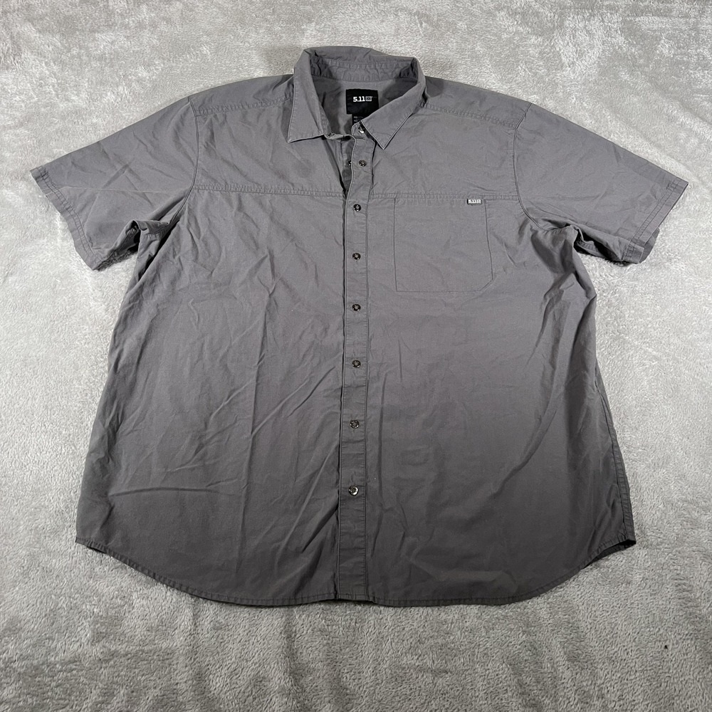 5.11 Tactical Shirt Mens XL Gray Short Sleeve Button Front Outdoor Workwear